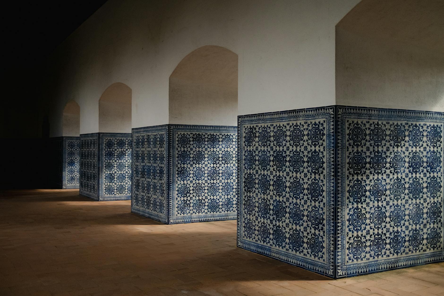 Blue and white Portuguese azulejo tiles at the National Tile Museum in Lisbon