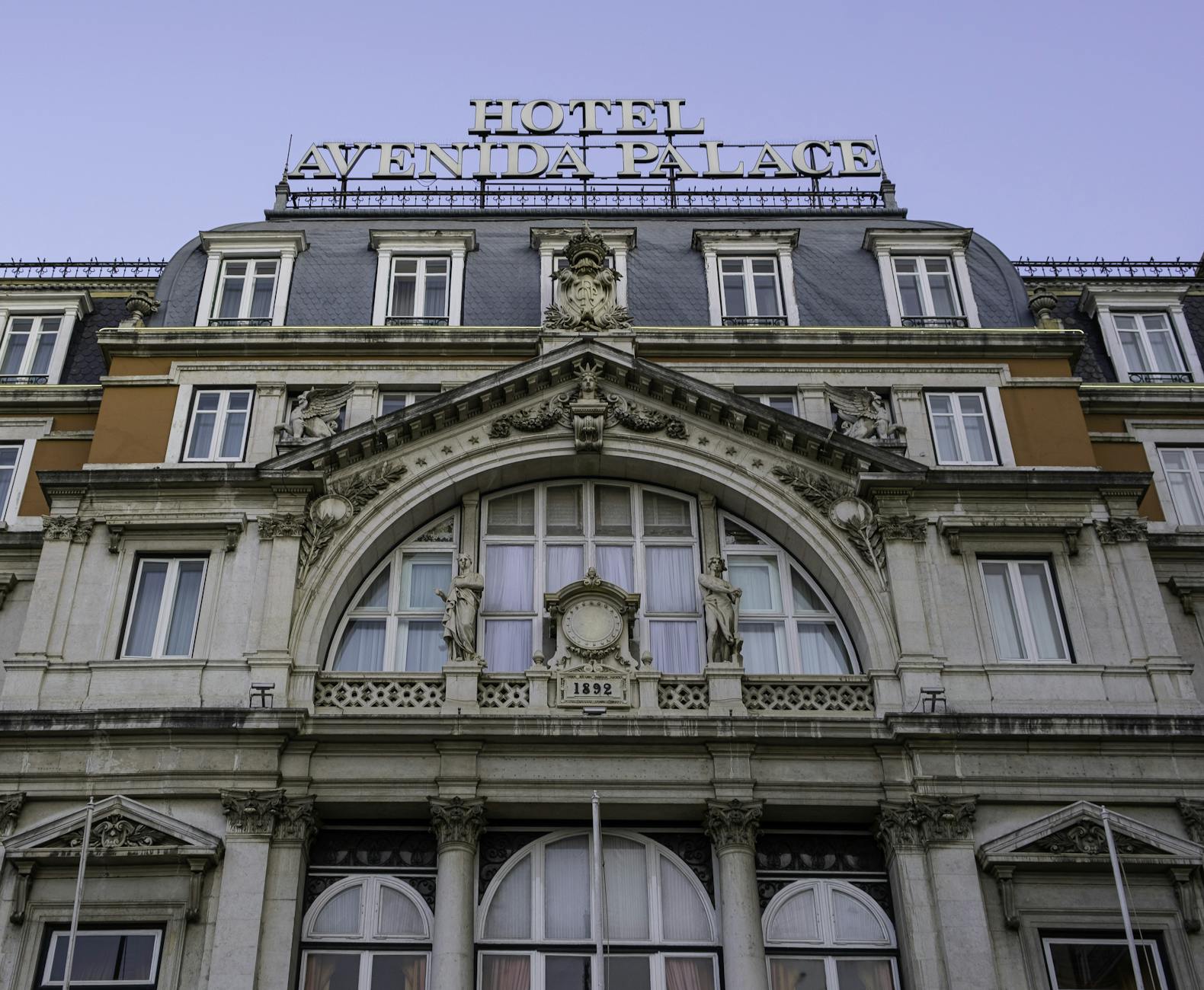 Ornate facade of Avenida Palace Hotel on Avenida da Liberdade Lisbon