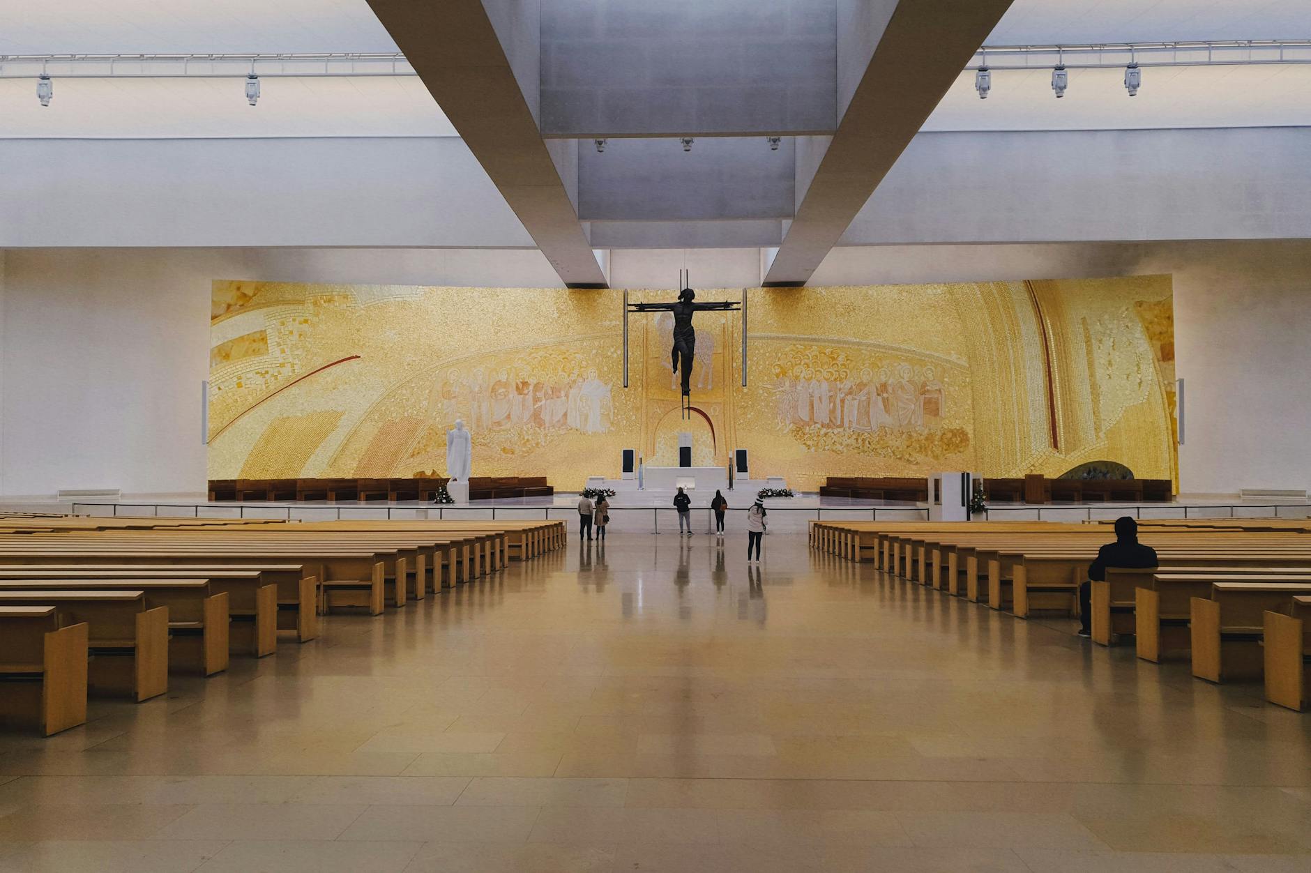Interior of the Basilica of the Holy Trinity at Fátima — one of the world's largest Catholic churches