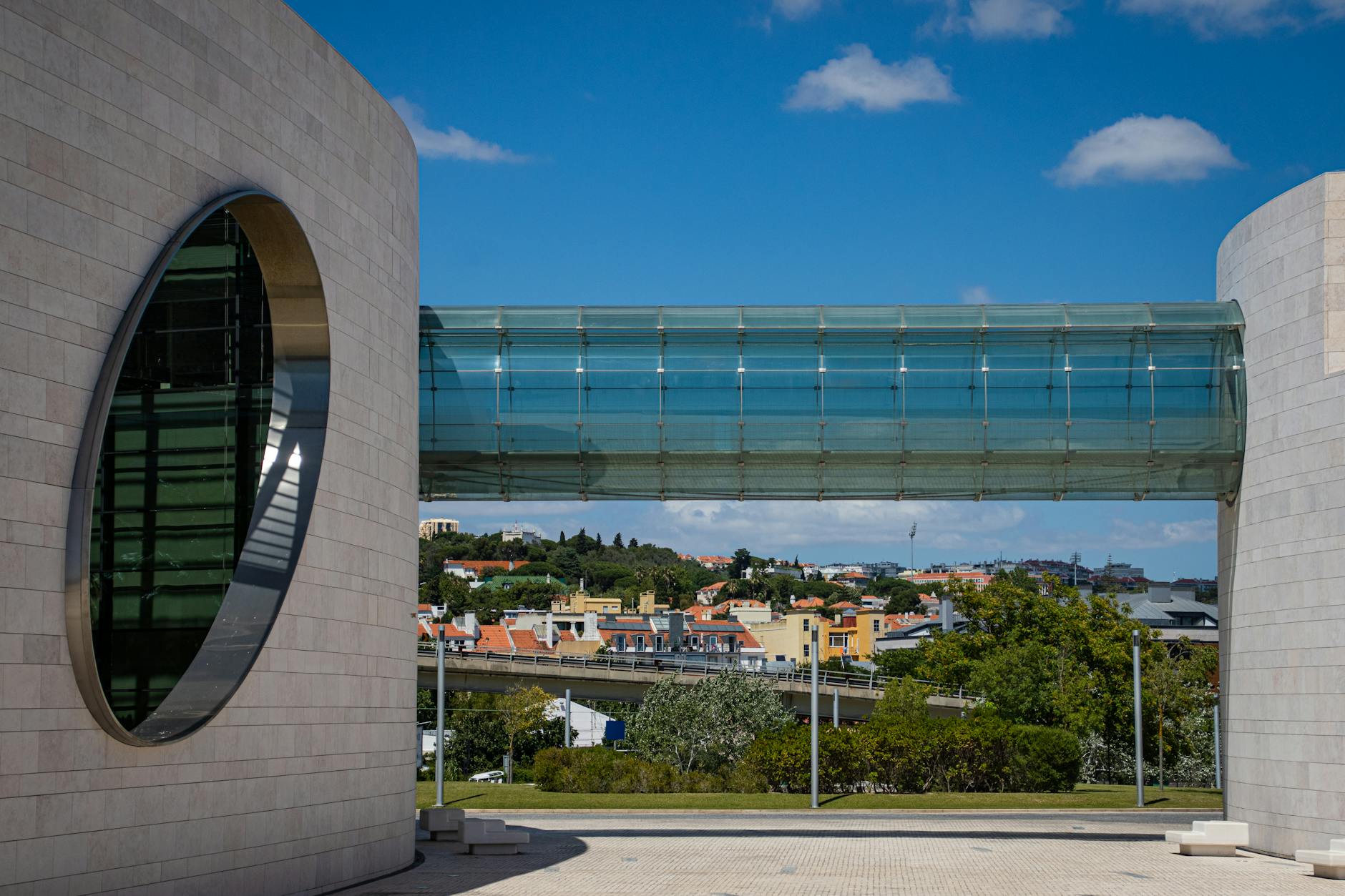 Modern Art Centre Gulbenkian Lisbon glass walkway contemporary architecture