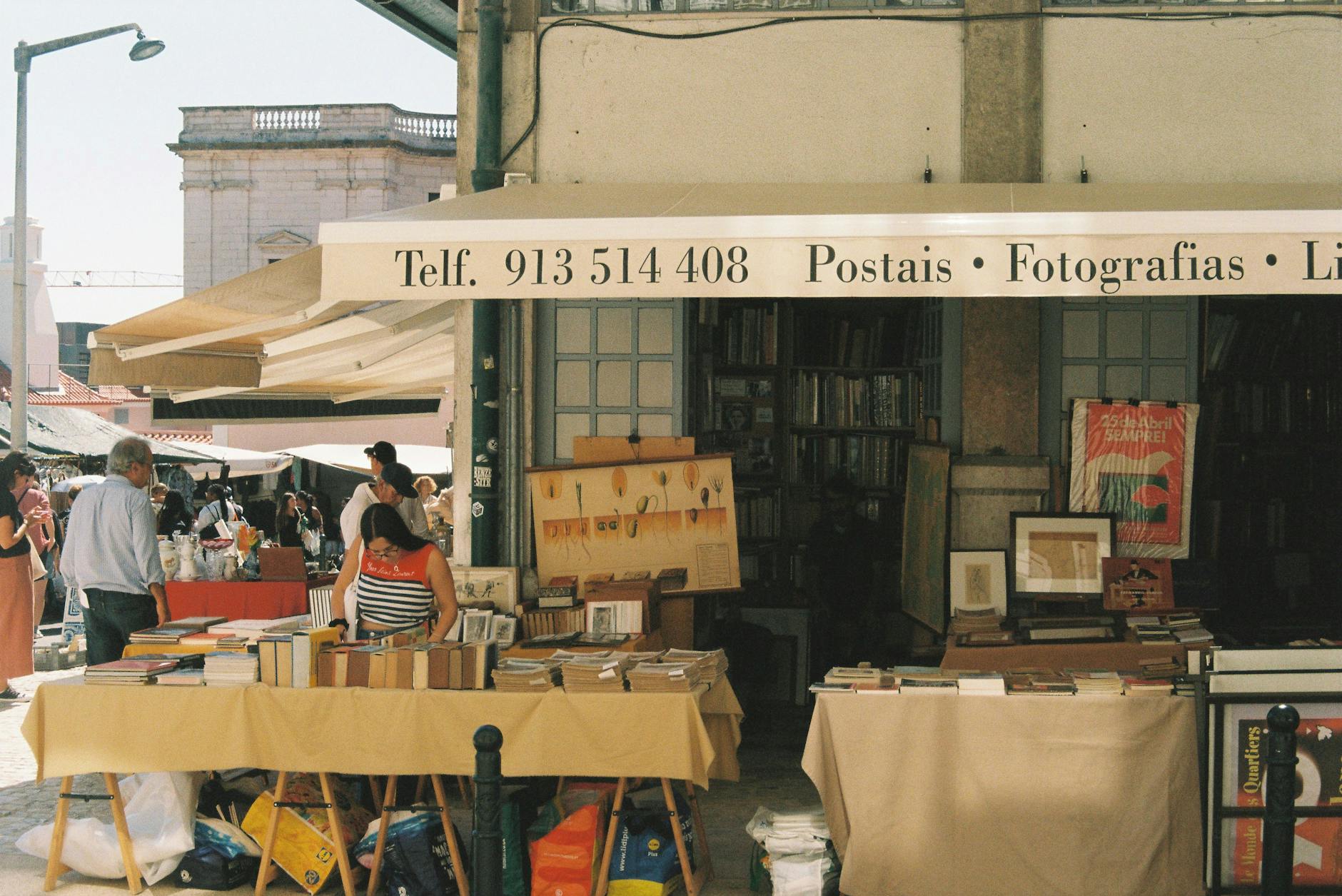 Sunday market at LX Factory Lisbon with vintage books and stalls