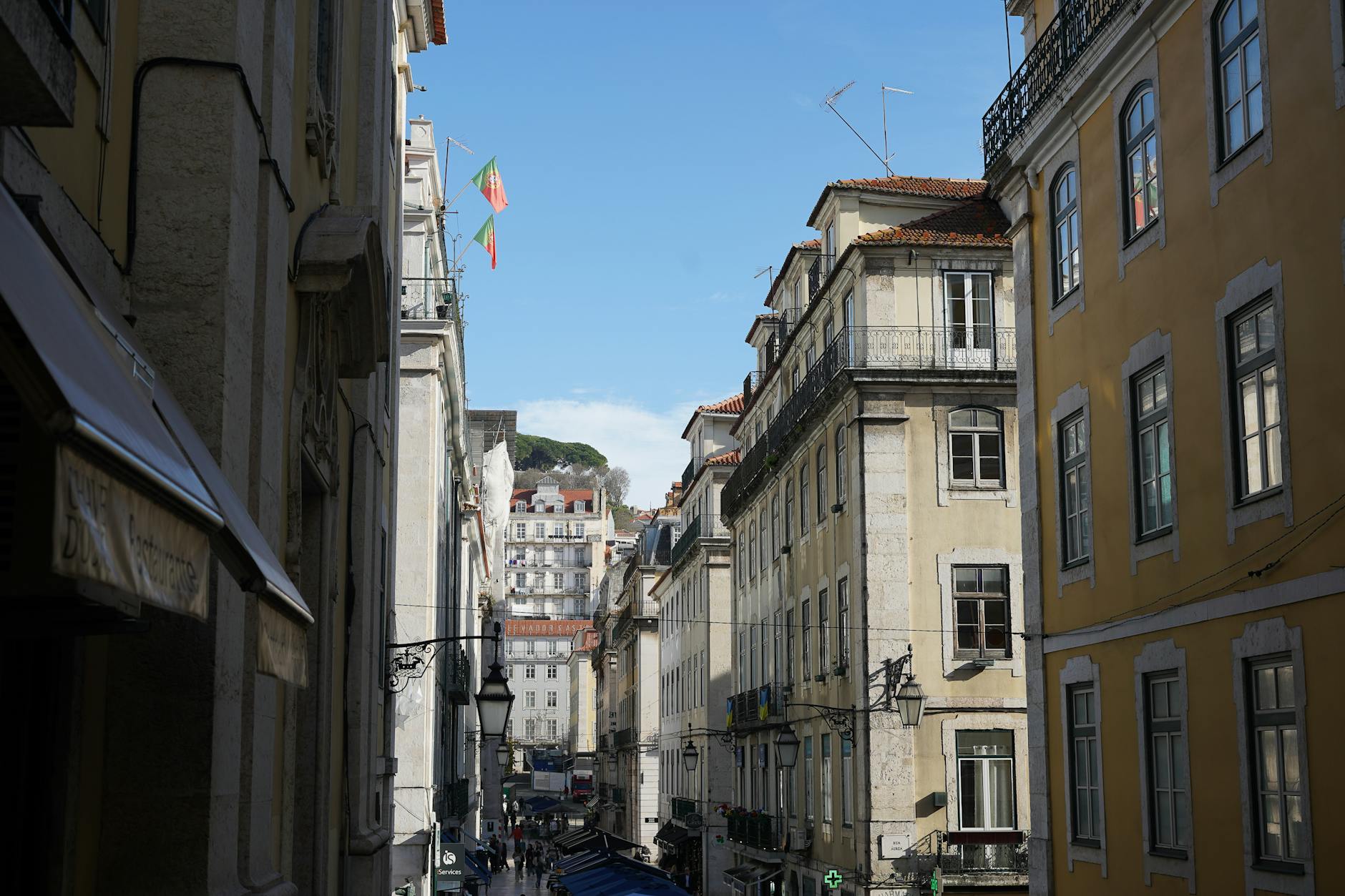 Historic street in Príncipe Real Lisbon with 19th-century buildings and architecture